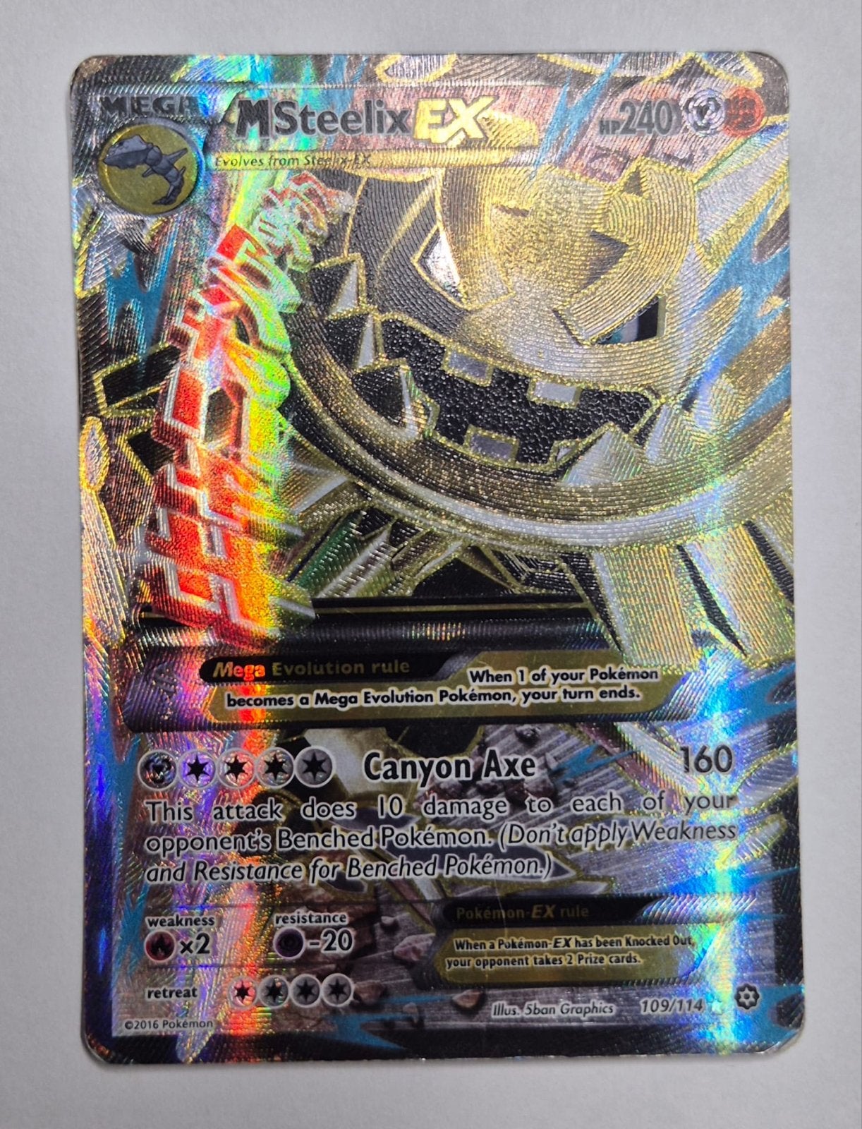 Pokémon M Steelix EX 109/114 XY Steam Siege Foil Kaart, Ophalen of Verzenden, Gebruikt, Losse kaart, Foil