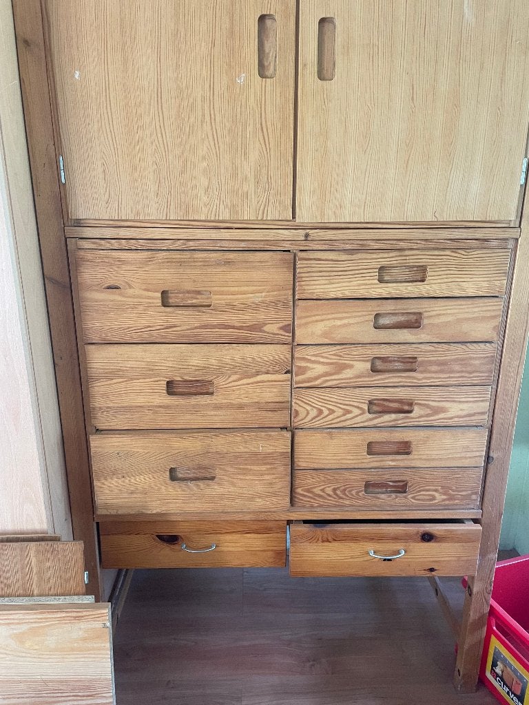 Houten lundia kast, Huis en Inrichting, Kasten | Ladekasten, Ophalen, Gebruikt, 5 laden of meer, 200 cm of meer