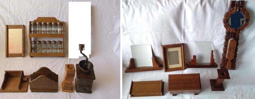 Meubelfabriek Oisterwijk spiegel kruiden/miniatuur rek etc., Ophalen, Zo goed als nieuw, Hout, Bruin