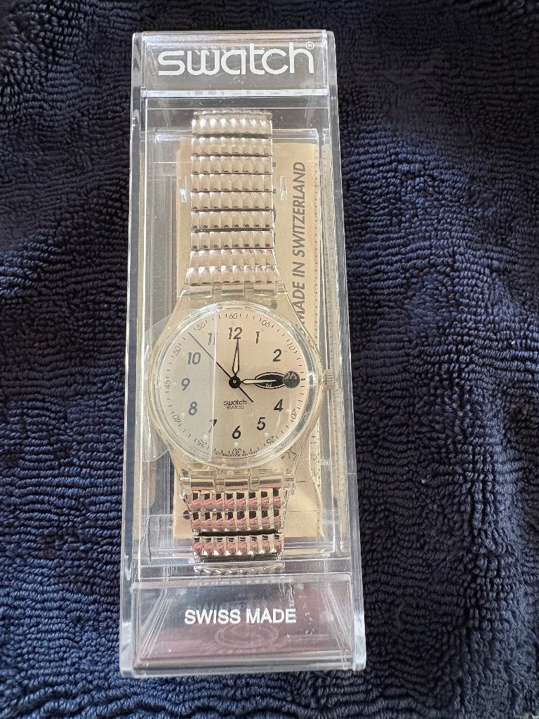 Swatch 1998 Gent Flex Rain Drop GK723 Herenhorloge, Staal, Staal, Polshorloge, Swatch