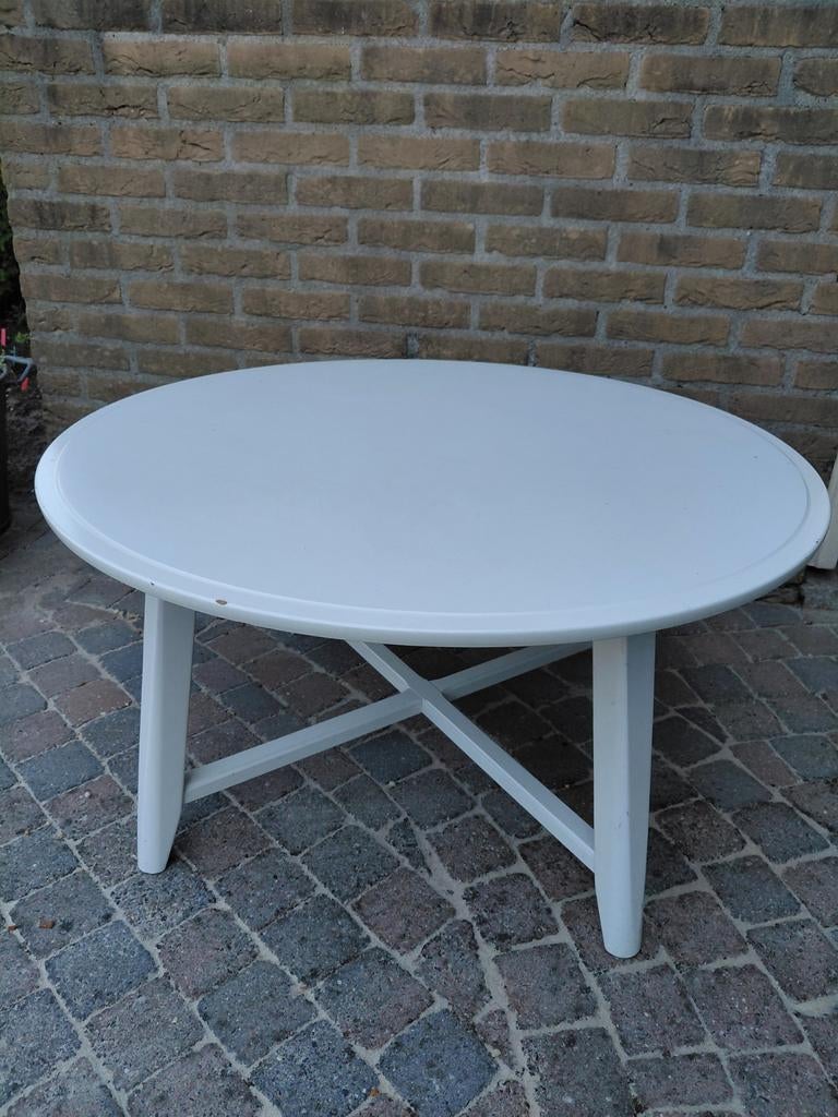 Ronde witte salontafel - Modern design, Huis en Inrichting, Tafels | Salontafels, Ophalen, Gebruikt, 50 tot 100 cm, Rond