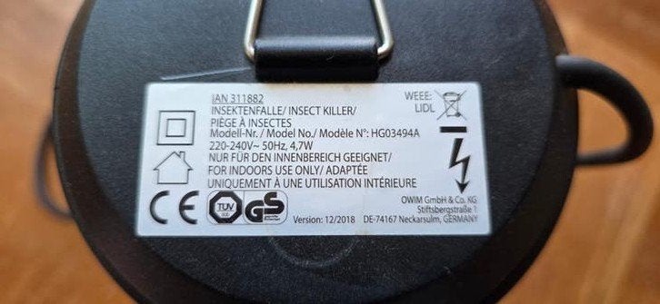 UV Insectenverdelger muggenval zapper met Electra en opvang, Ophalen