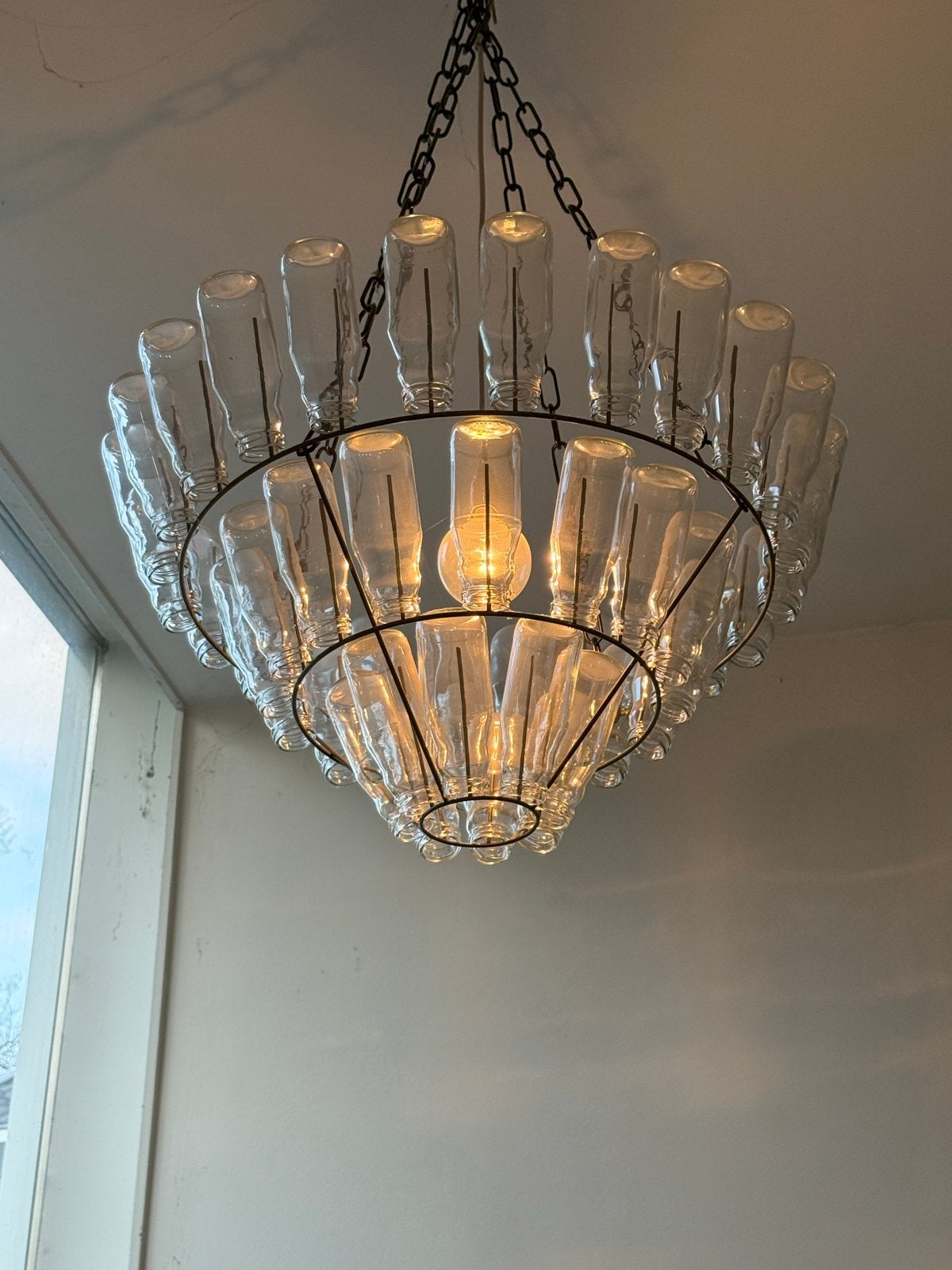 Leitmotiv melkflessenlamp met reserveflesjes, Ophalen of Verzenden, Gebruikt, Glas