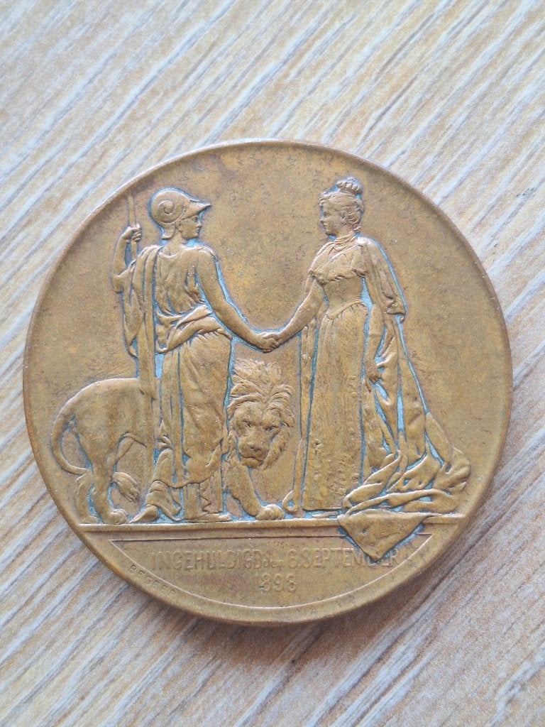 Inhuldigingsmedaille 1898 Legpenning in Brons, Ophalen of Verzenden, Brons, Nederland