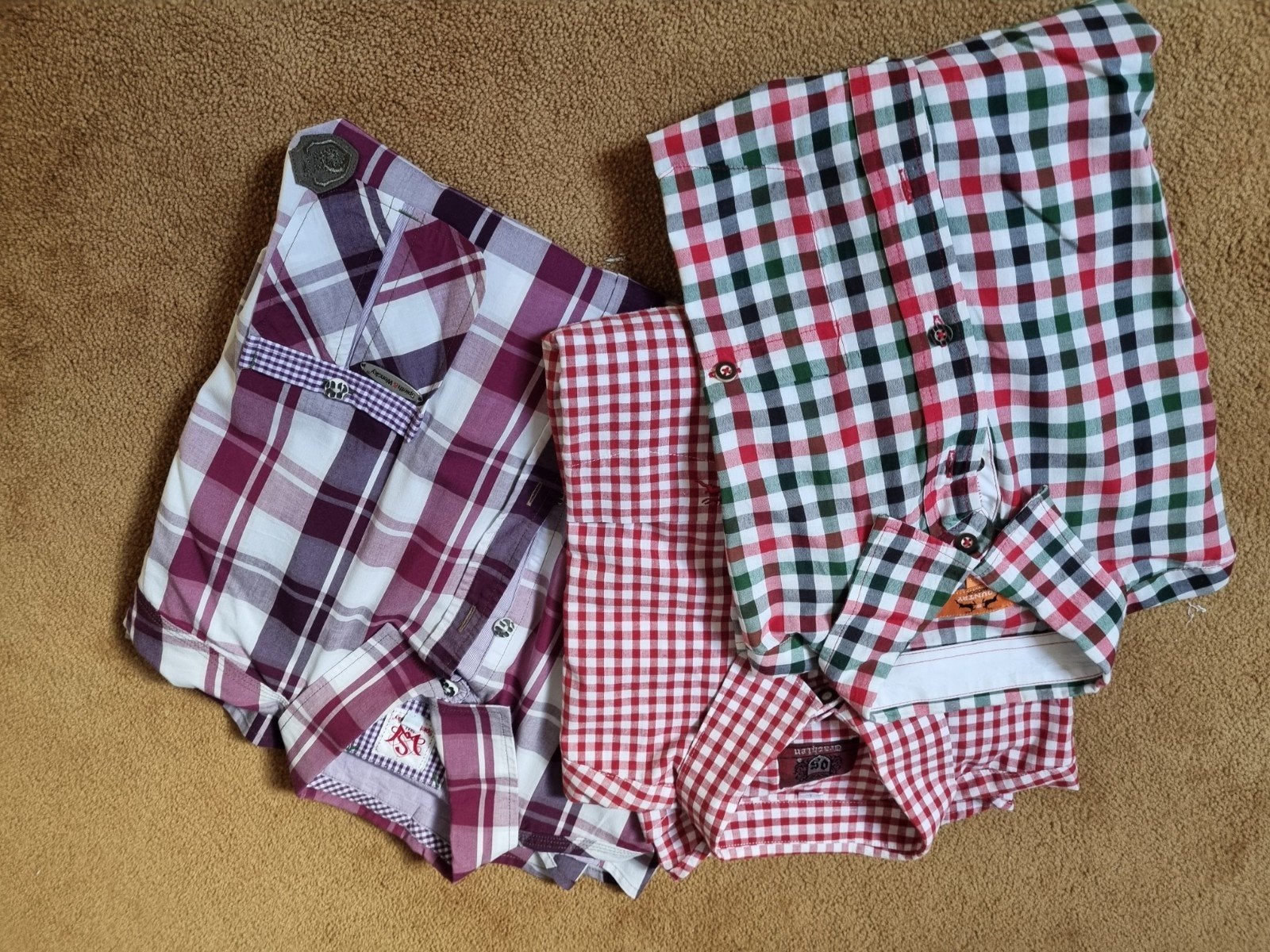 Trachten overhemden met ruitpatroon - Maat XL en L, Kleding | Heren, Ophalen of Verzenden, Gedragen, Meerkleurig, Halswijdte 43/44 (XL)