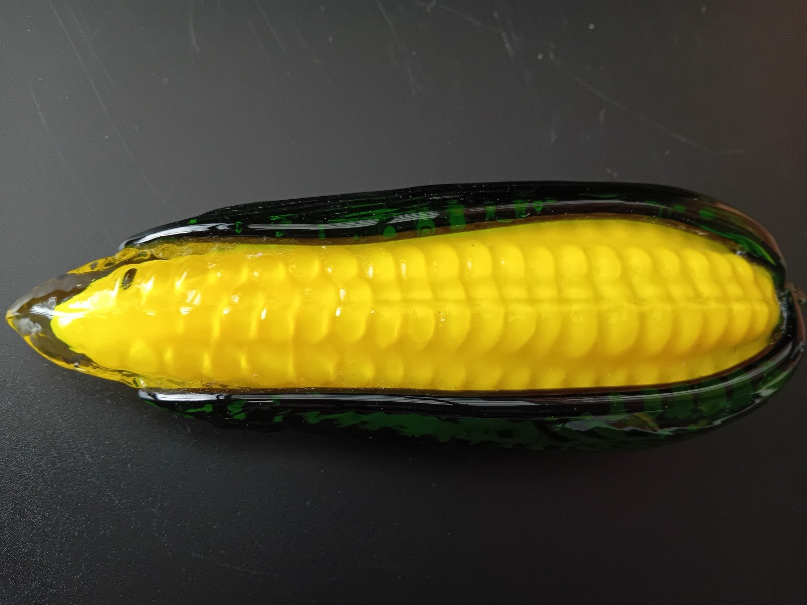 Decoratieve Glazen Maïskolf - Groen en Geel 18cm, Huis en Inrichting, Meerkleurig, Verzenden, Zo goed als nieuw, Modern
