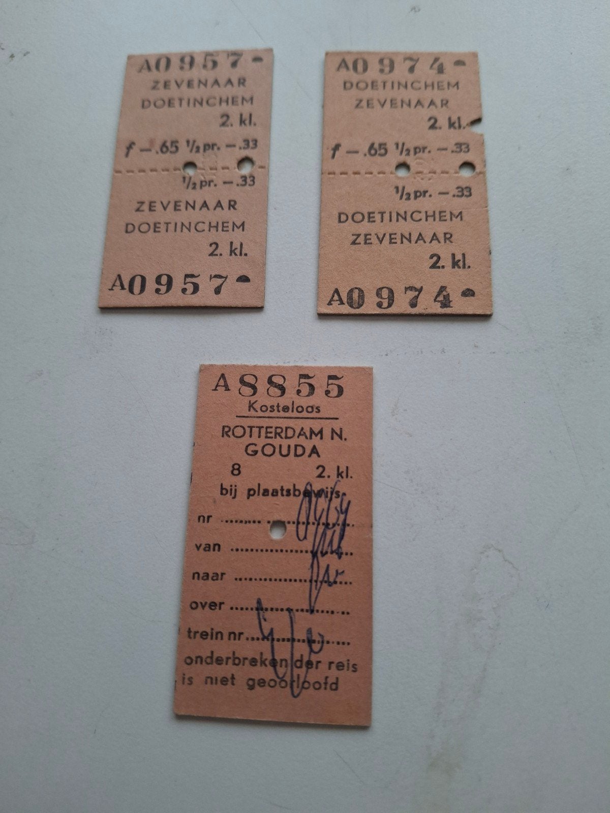 3 treinkaartjes., Ophalen of Verzenden, Overige typen