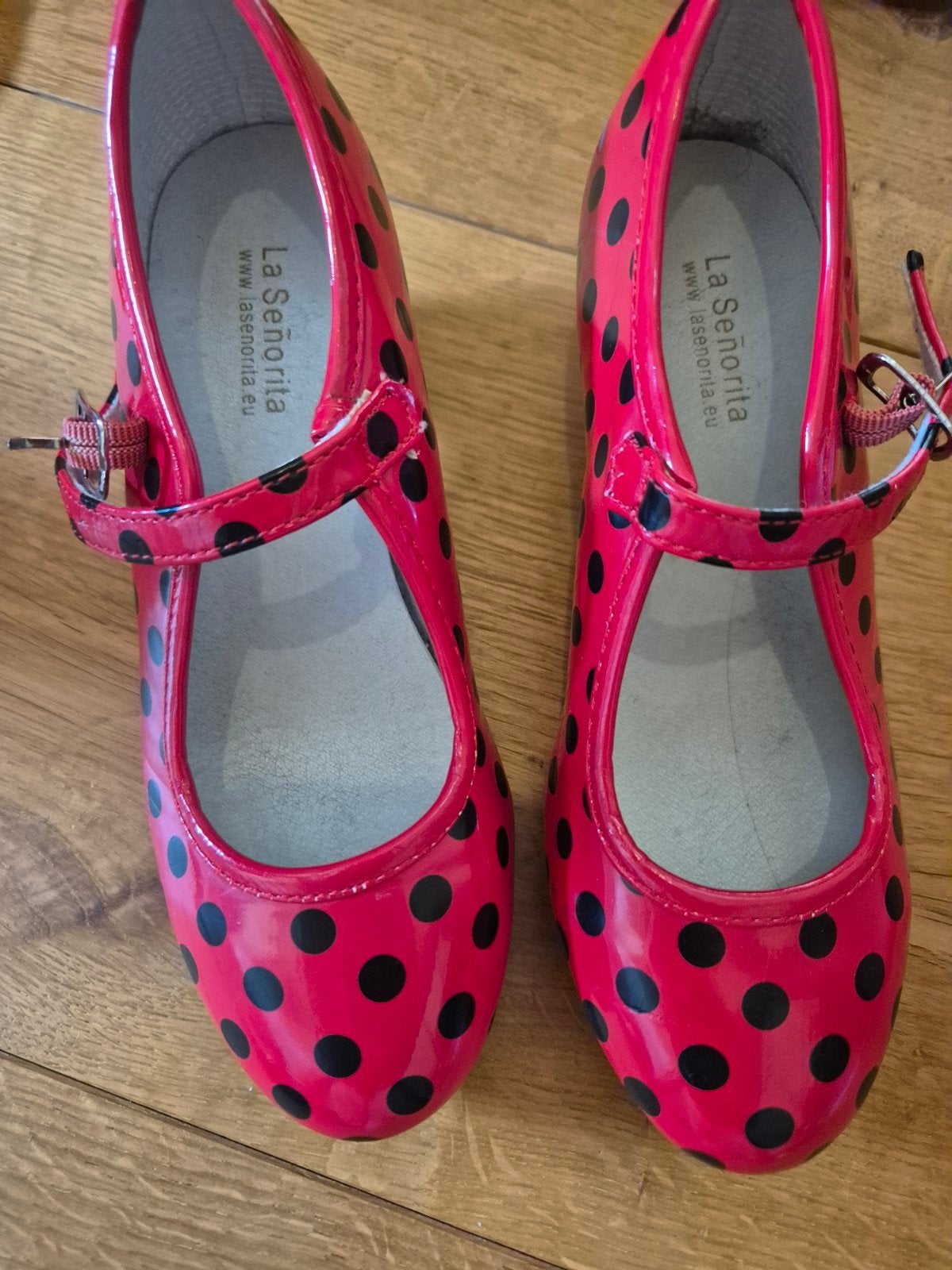 La Señorita rood met zwarte stippen schoenen maat 30, Gebruikt, Meisje, La Señorita, Schoenen