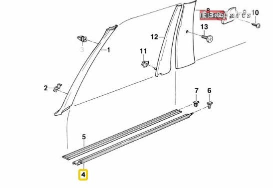 Instaplijst voorzijde rechts 2 deurs BMW 3 serie E30 5147190, Gebruikt, -, Ophalen of Verzenden, -