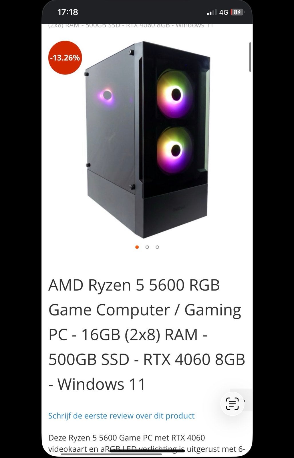 AMD Ryzen 5 5600 RGB Game PC - 32GB RAM - RTX 4060 8GB, Computers en Software, 8 GB, Nieuw, Ophalen of Verzenden, Gaming