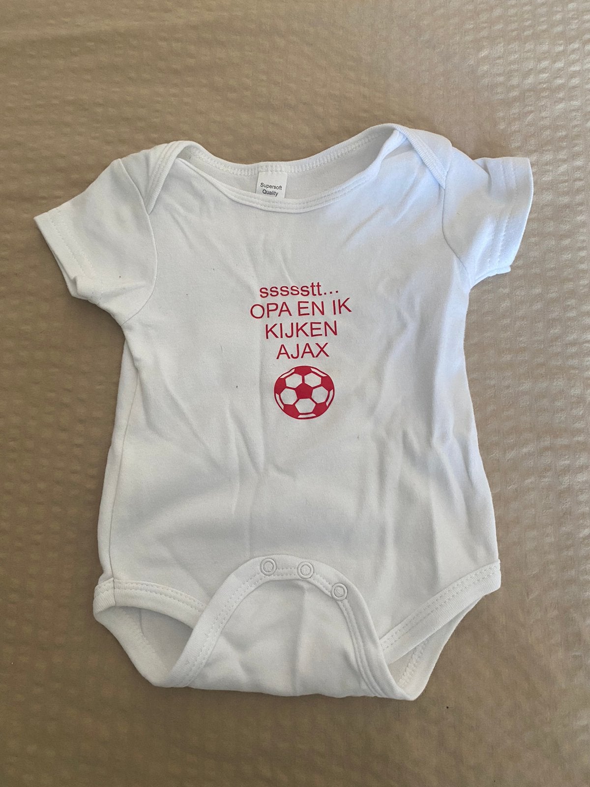 Rompertje met ajax tekst, Kinderen en Baby's, Ophalen of Verzenden, Gebruikt, Jongetje of Meisje, Nacht- of Onderkleding