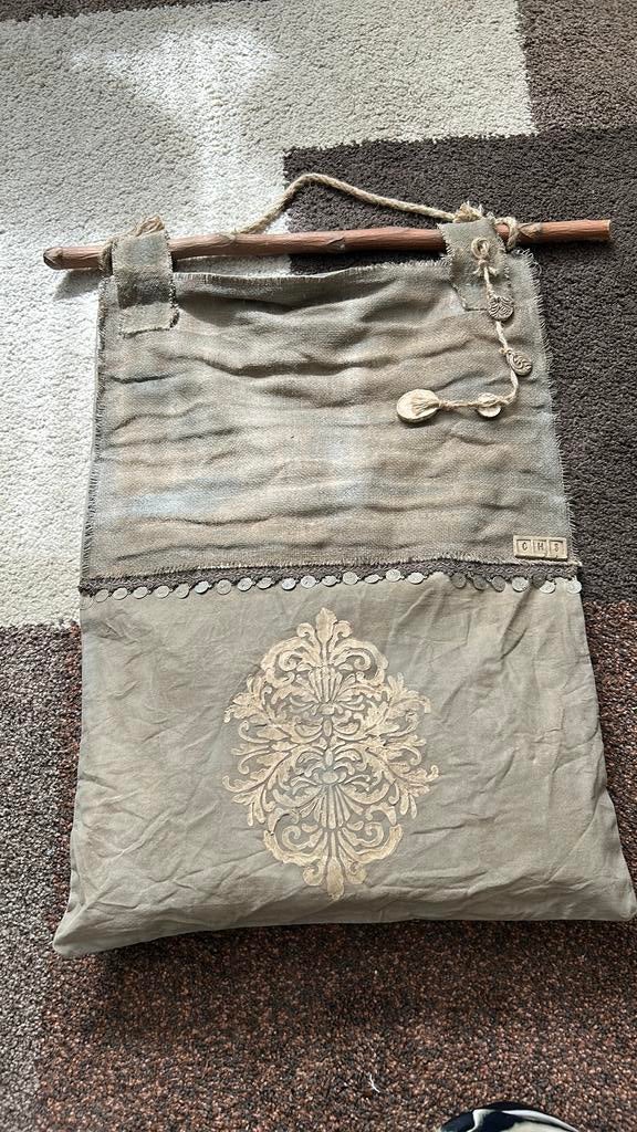 Prachtige kalkdoek wandzak, Ophalen, Wandhanger, Textiel, 74 cm
