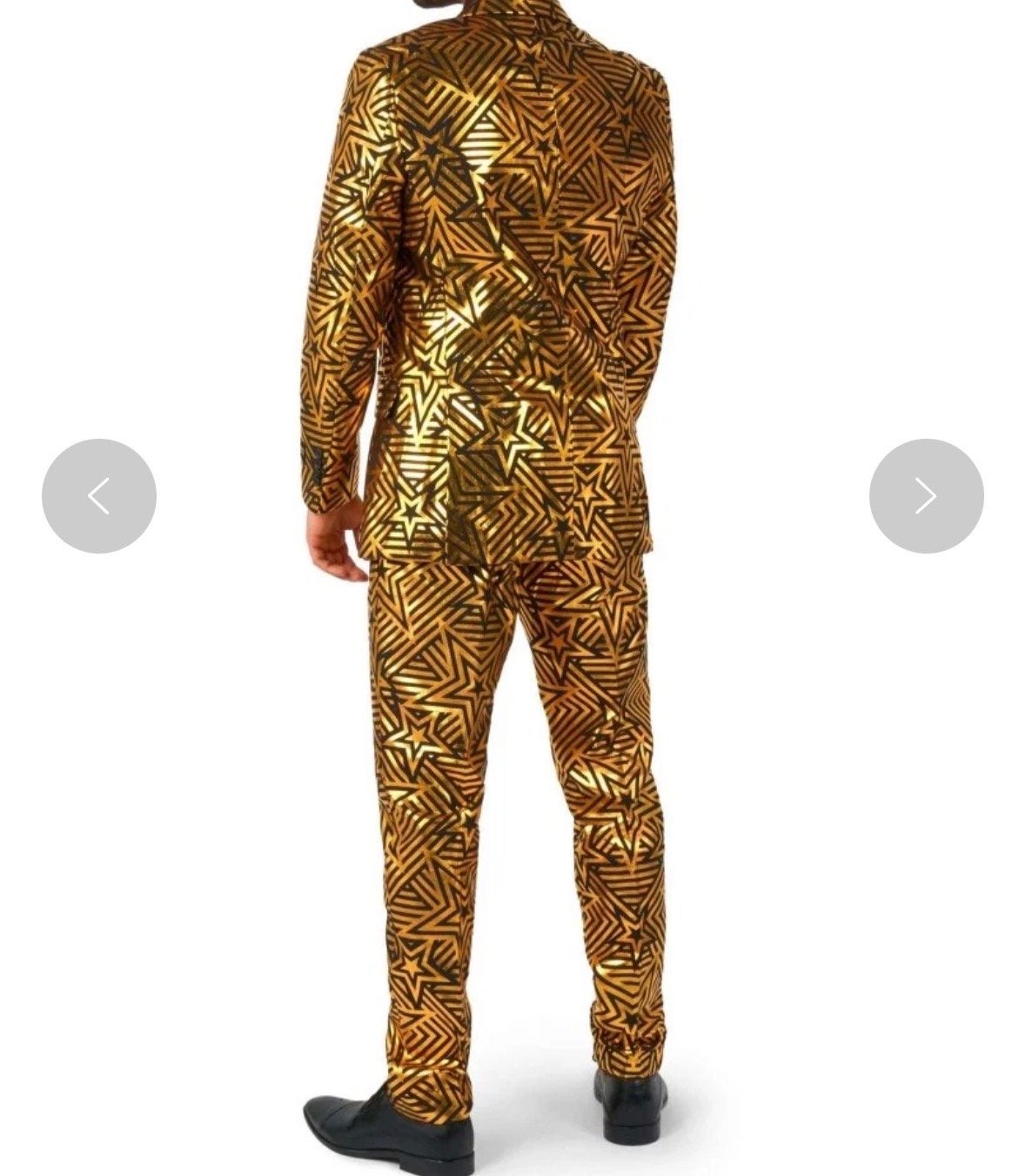 Gouden Pak met Sterrenpatroon - maat 48, Kleding | Heren, Kostuums en Colberts, Ophalen, Zo goed als nieuw, Overige maten, Goud