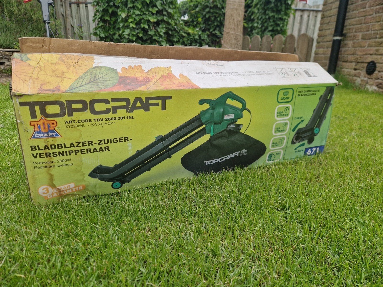 TOPCRAFT Bladblazer-Zuiger-Versnipperaar 2800W, Gebruikt, Met opvangzak, Handgedragen, Ophalen of Verzenden