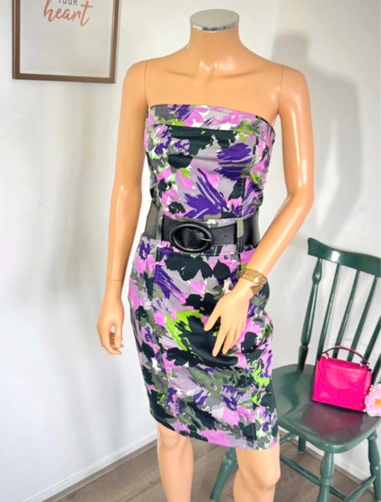 DEPT strapless jurkje maat L - katoen + riem, Kleding | Dames, Maat 38/40 (M), Paars, Ophalen of Verzenden, Zo goed als nieuw