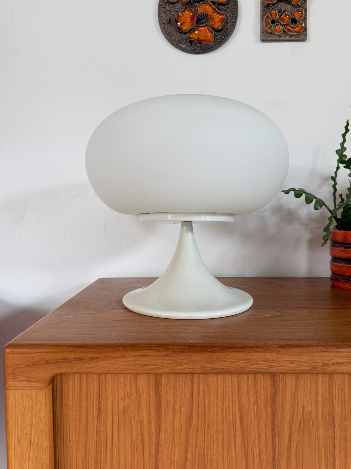 Vintage Deense opaalglazen donut lamp, jaren ‘70, LED verlichting, Overige merken, Vintage, Wit