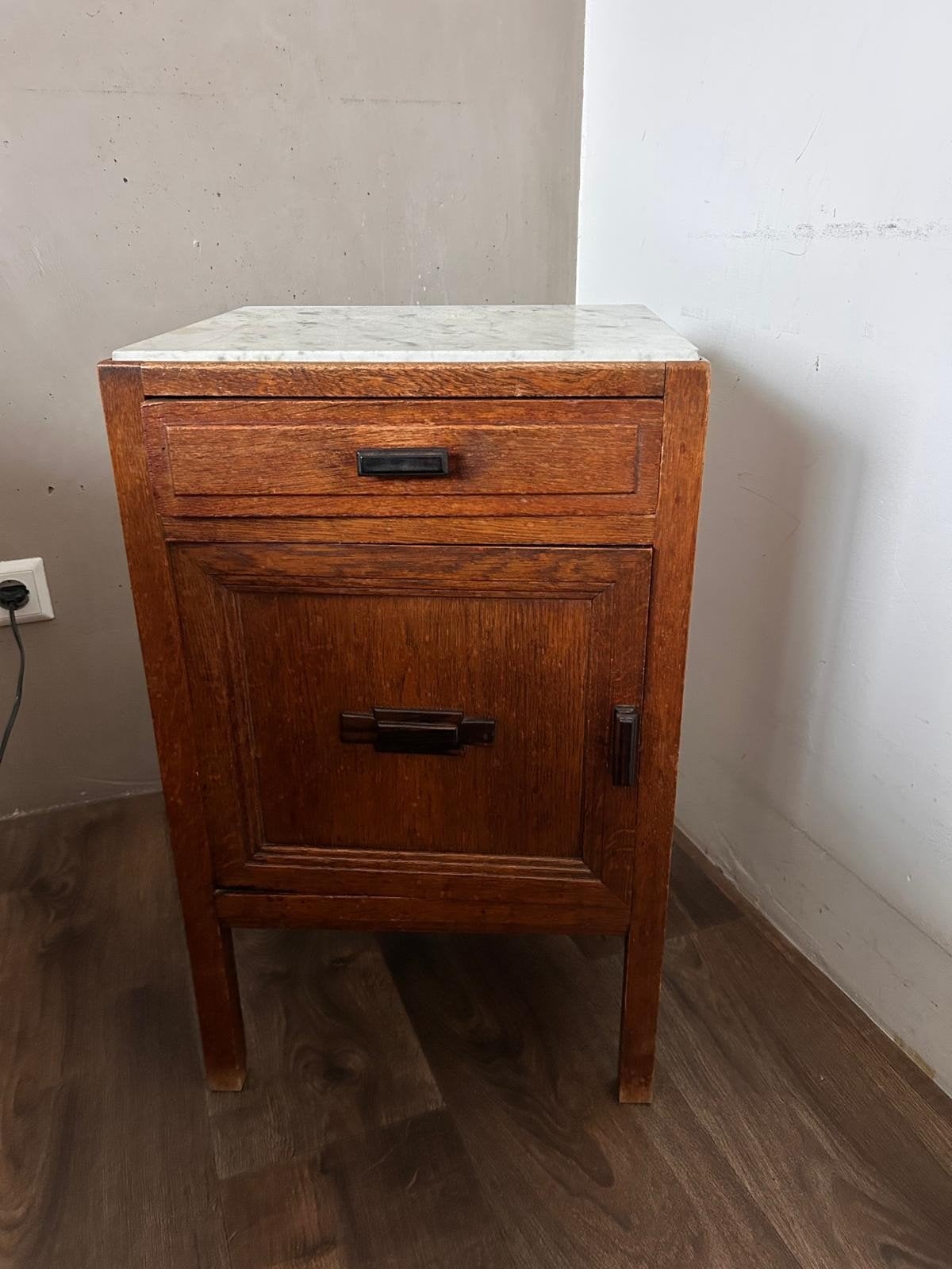 Vintage nachtkastje met marmeren blad - 60x40 cm, Ophalen