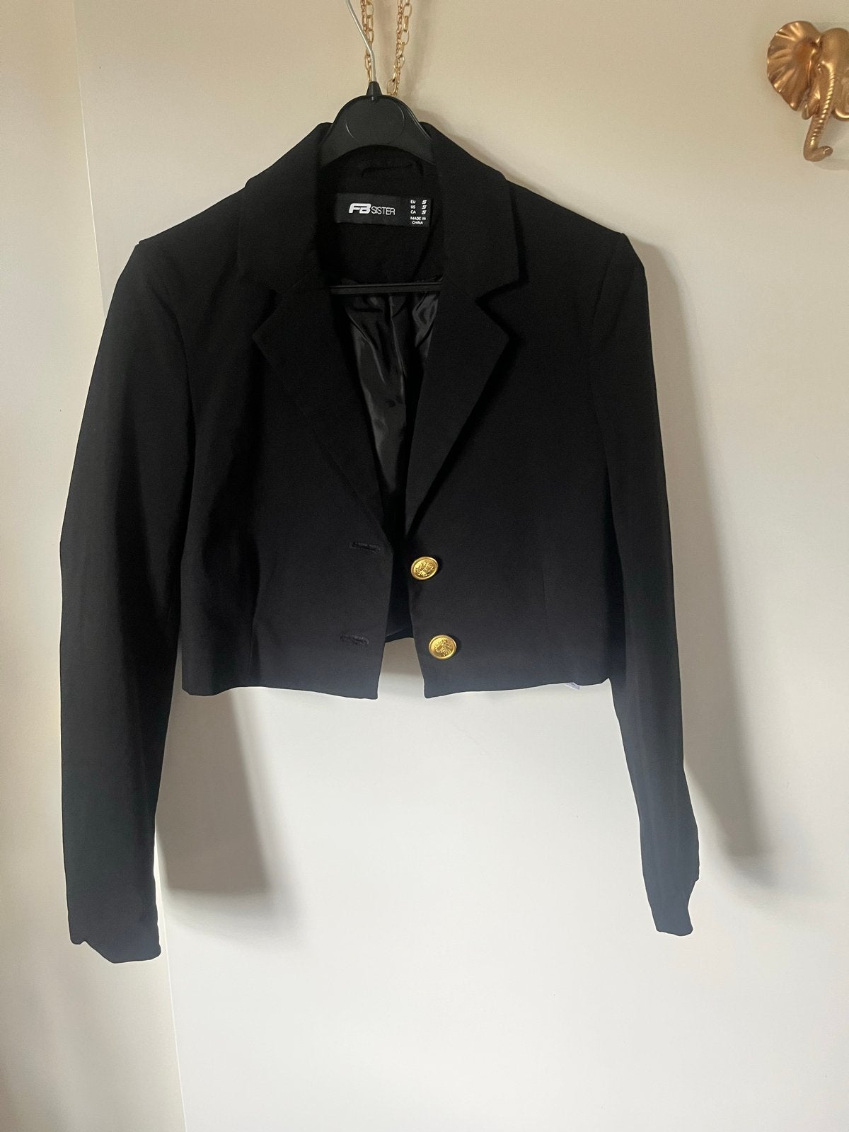 Korte zwarte blazer van FB Sister mt S, Zwart, Ophalen of Verzenden, Zo goed als nieuw, Jasje