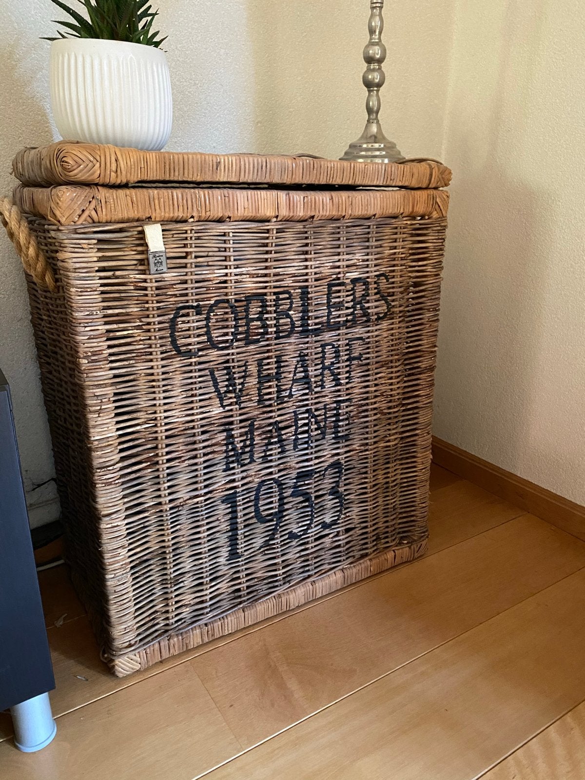 Riviera Maison Rustic Rattan Cobblers Wharf trunk S, Huis en Inrichting, Ophalen, Mand, Zo goed als nieuw, Riet