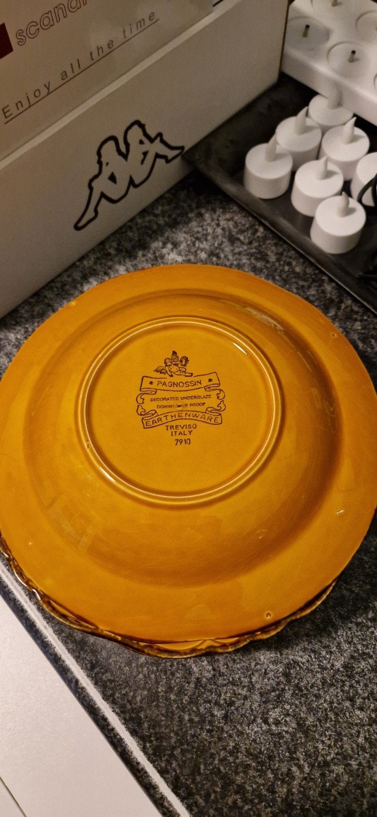 als nieuw 6 Vintage Okergele Keramische Borden - Pagnossin, Ophalen