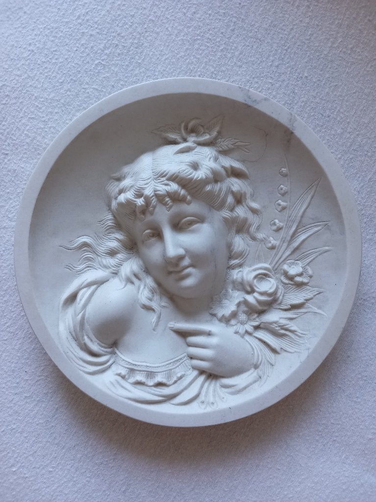 Italiaans reliefpaneel tondo 19 eeuw, Ophalen, Minder dan 20 cm, Art deco, Wanddecoratie