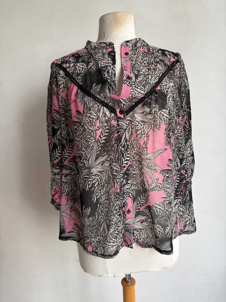 summum blouse maat 36 roze zwart, Summum, Verzenden, Zo goed als nieuw, Roze