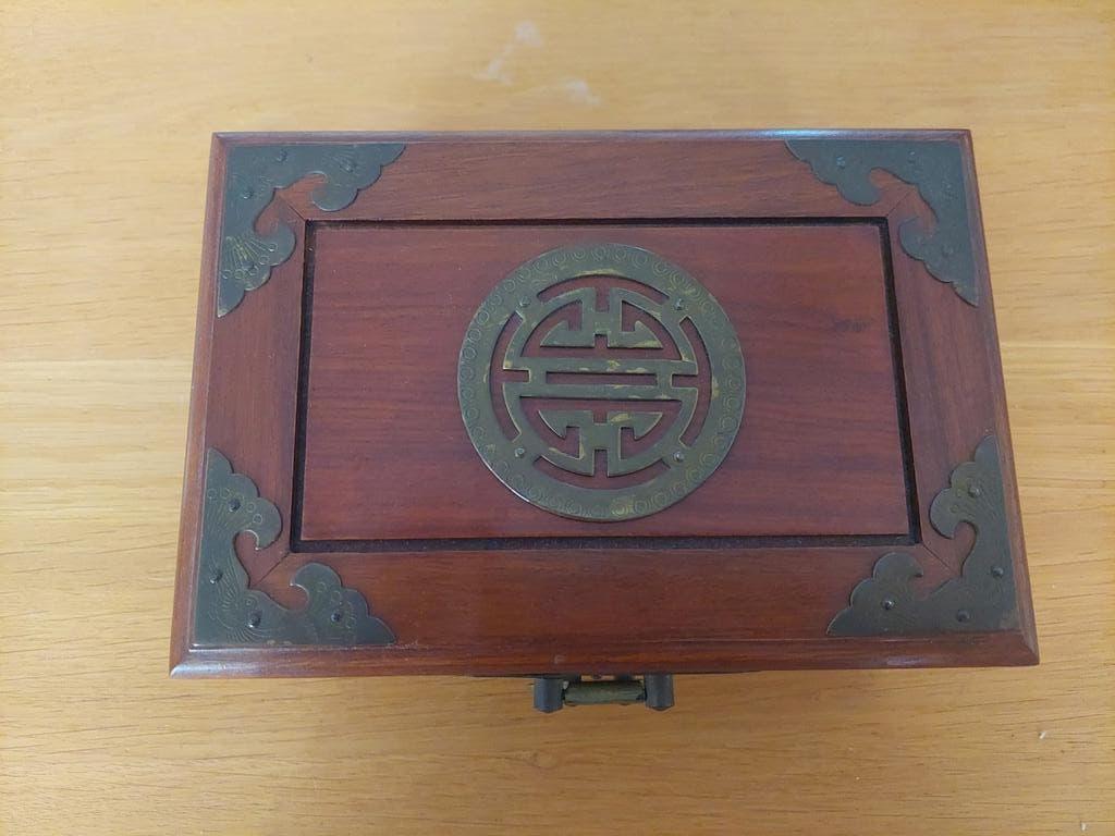 Vintage Houten Sieradendoosje met Messing Beslag, Ophalen of Verzenden