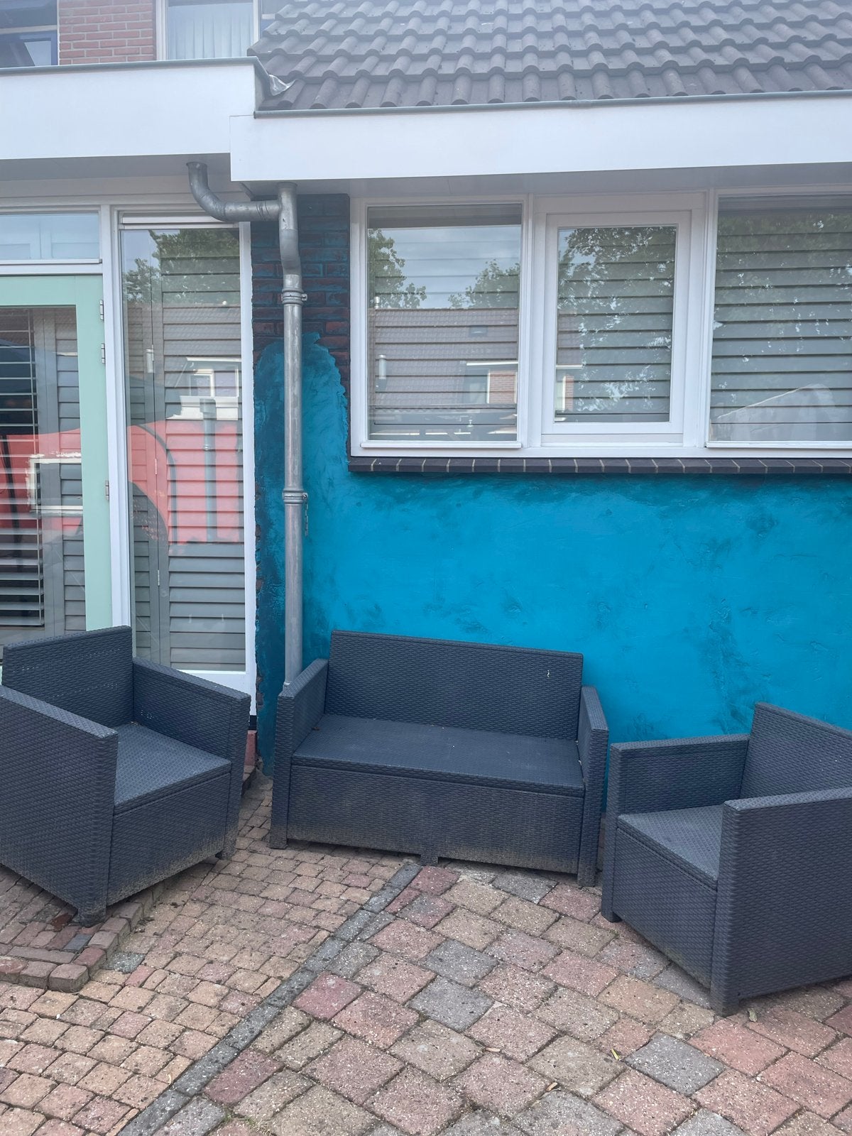 Wicker Loungeset - 2 stoelen en 1 bank, Ophalen, 4 zitplaatsen, Gebruikt, Loungeset