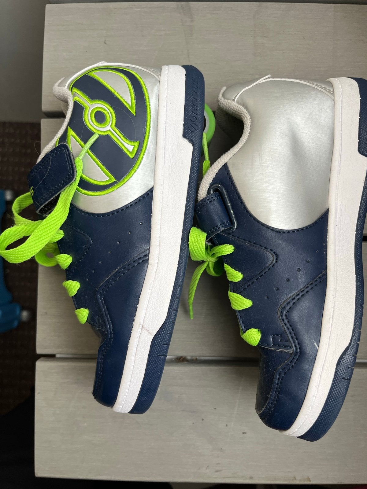 Heelys rolschoenen - Maat 35 - Blauw/Zilver/Neon Groen, Sport en Fitness, Skeelers, Overige merken, Gebruikt, Kinderen, Overige typen