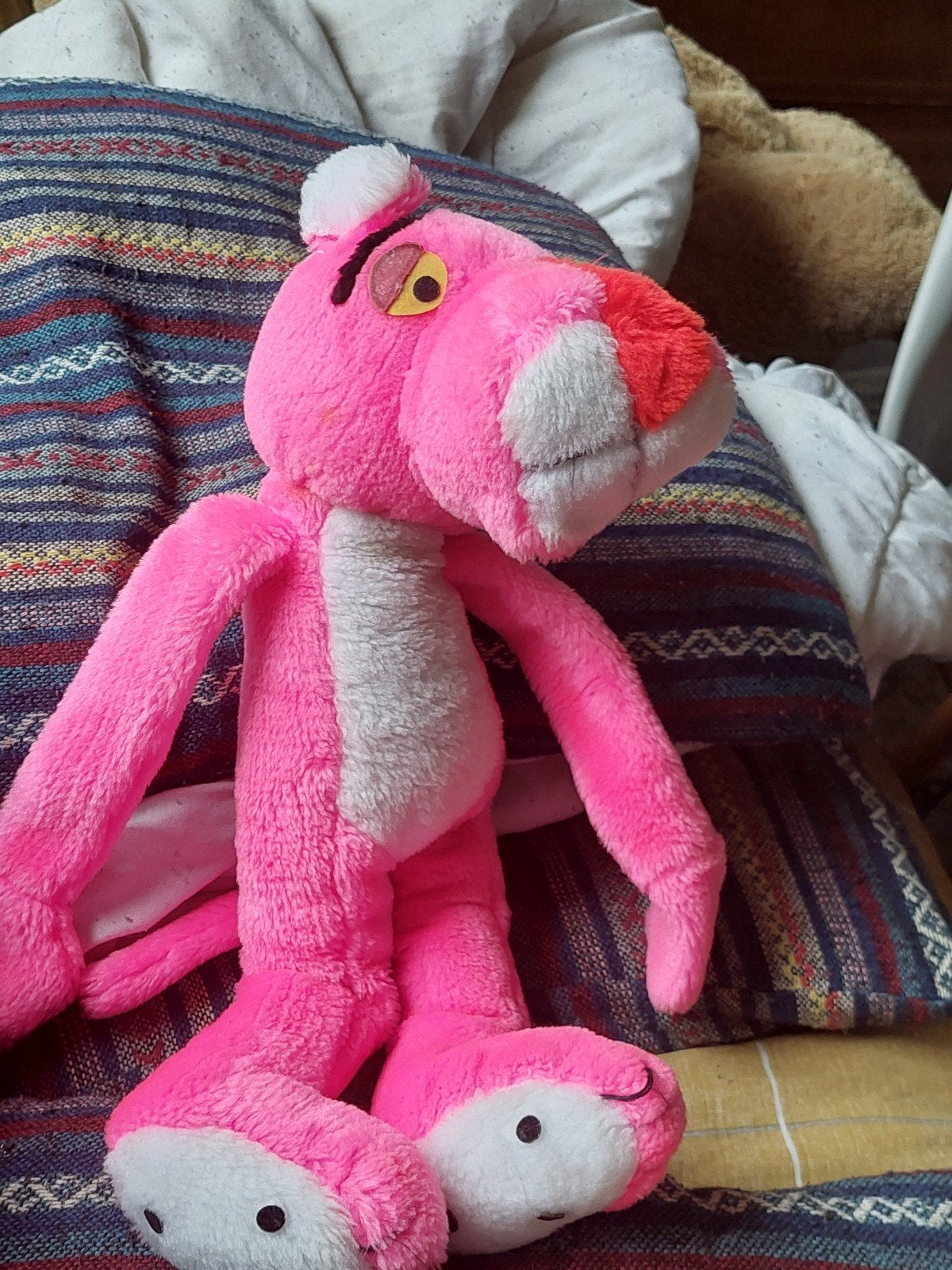 Roze Pluche Pink Panther Knuffel -, Ophalen of Verzenden, Zo goed als nieuw, Overige typen