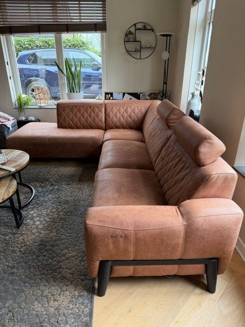 schitterende hoekbank met relaxgedeelte en chaise longue, Ophalen, 250 tot 300 cm, Leer, Hoekbank