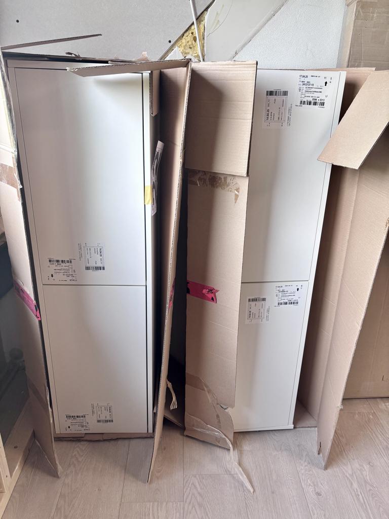 2x Badkamer kast (Saniselect Luca Midi 35x32x120 cm Mat Wit), Ophalen, (Half)hoge kast, Minder dan 50 cm, 100 tot 150 cm