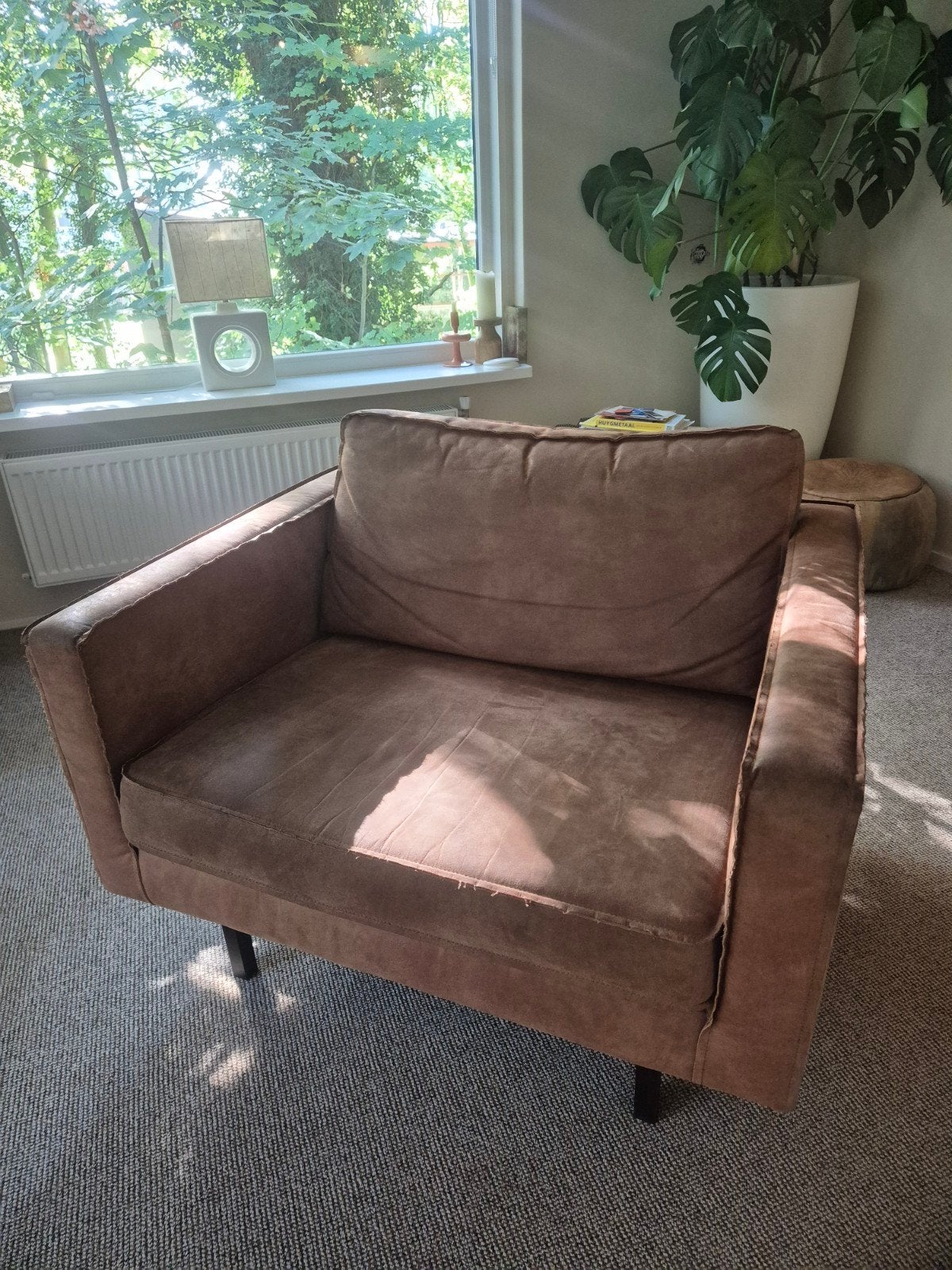 Be Pure Home fauteuil camel/cognac kleur, Ophalen, Gebruikt, Minder dan 150 cm, Leer
