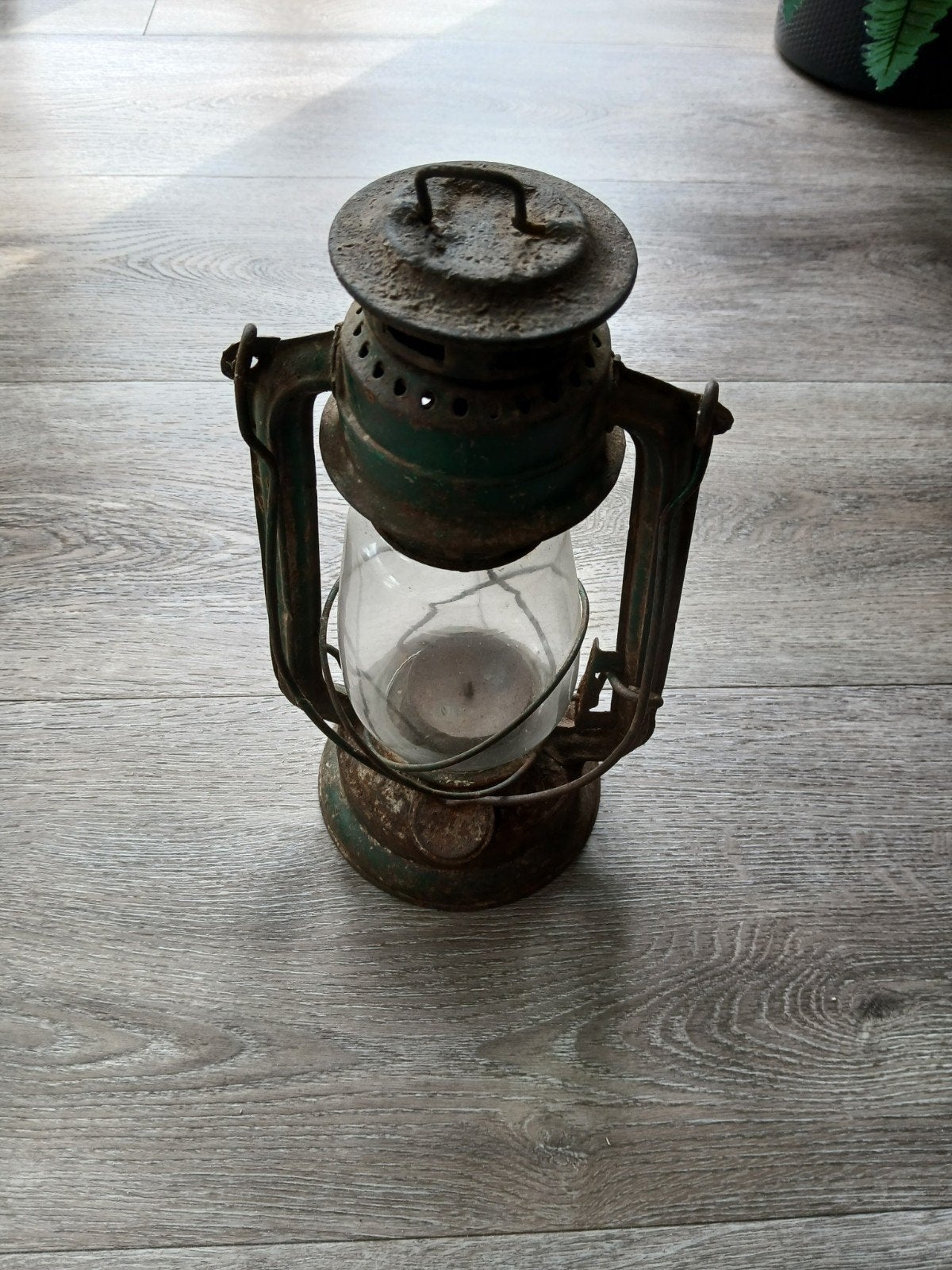 Vintage Olie Lamp - Groen, Antiek en Kunst, Ophalen of Verzenden