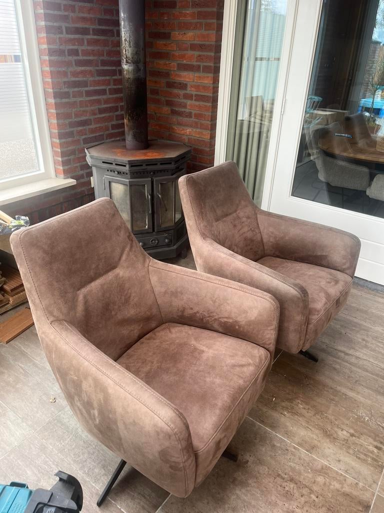 Mooie degelijke bruine fauteuils, Ophalen, 75 tot 100 cm, Zo goed als nieuw, Stof