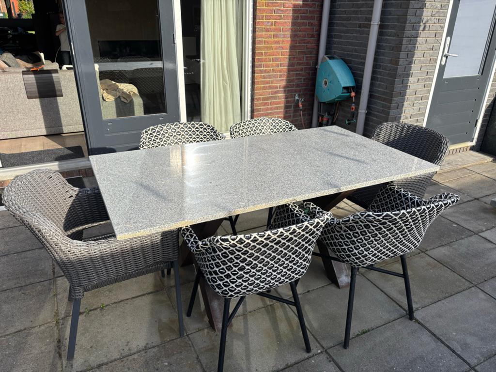 granieten tuintafel, Tuin en Terras, Tuintafels, Ophalen, Gebruikt, Rechthoekig, Overige materialen