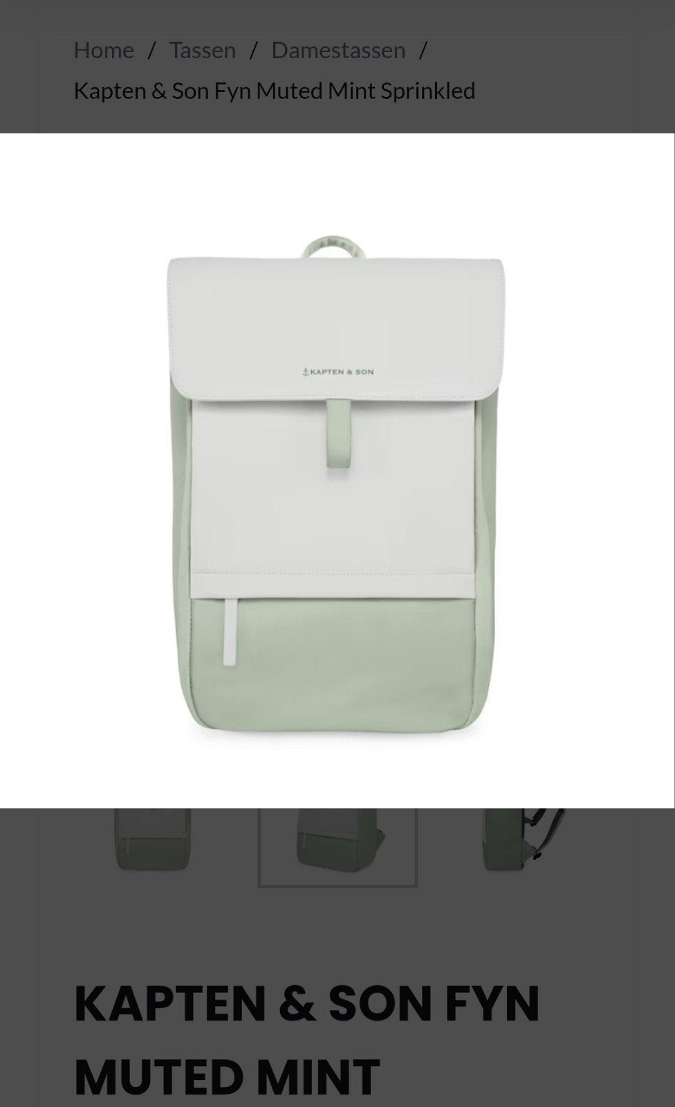 Kapten & Son Fyn Muted Mint Sprinkled rugzak, Ophalen of Verzenden, Zo goed als nieuw, Groen