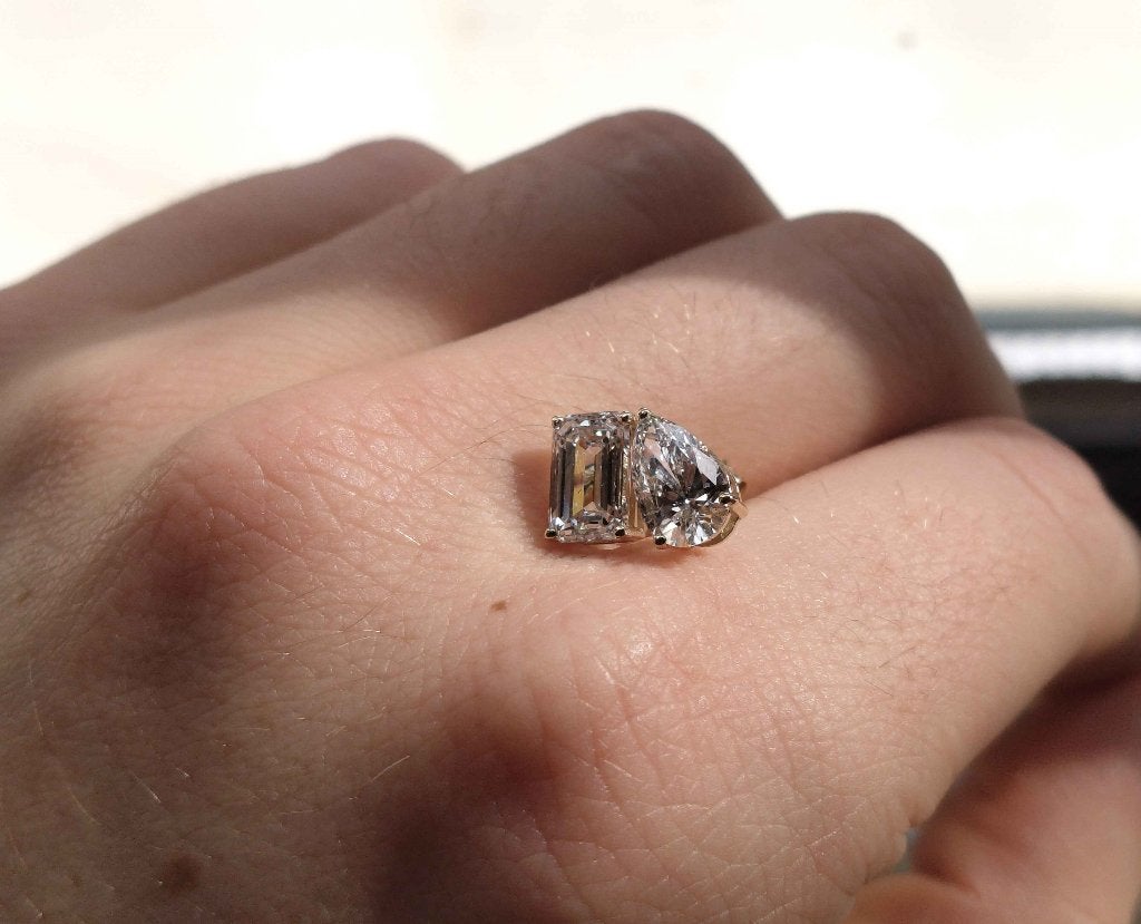 5.09ct "Toi et Moi" Diamanten Oorbellen 14k Goud IGI, Nieuw, Ophalen of Verzenden, Met edelsteen, Knopjes of Stekers