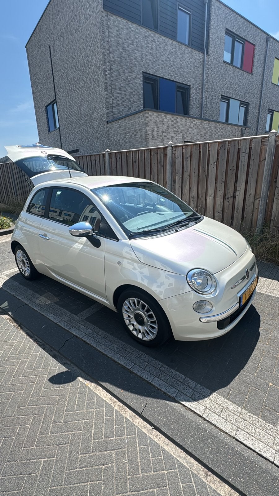 Fiat 500 0.9 85pk Twinair Turbo 2012 parelmoer, Auto's, Voorwielaandrijving, 31 €/maand, Origineel Nederlands, Handgeschakeld