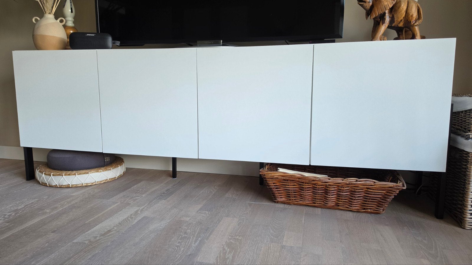 Witte TV-meubel 200x40x70, Ophalen, Overige materialen, 150 tot 200 cm, Minder dan 100 cm