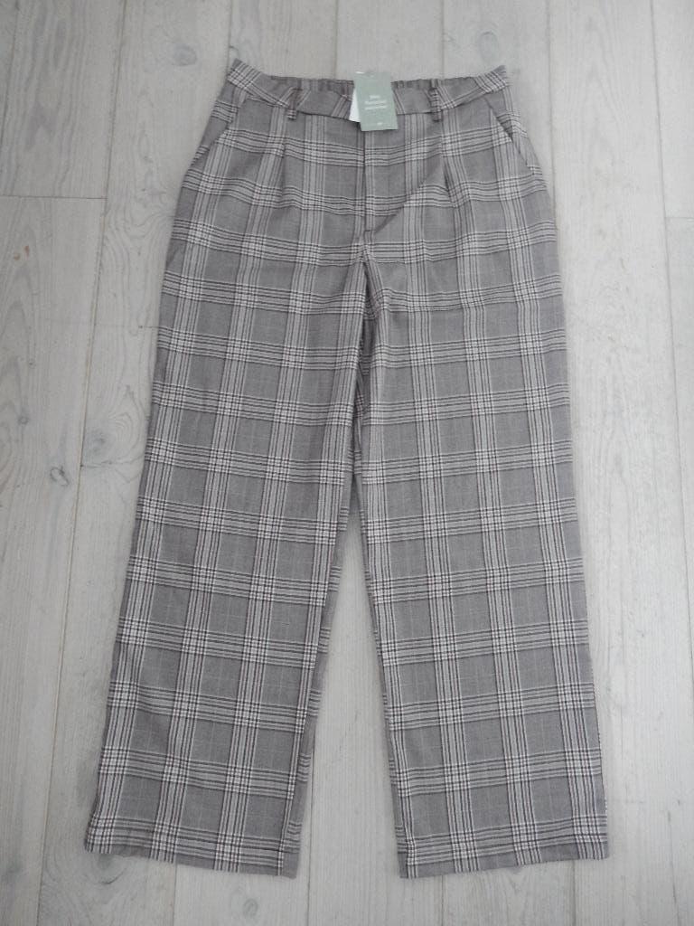 h&m divided bruin geruite nette broek wijde pijpen maat L, H&M, Bruin, Maat 42/44 (L), Nieuw