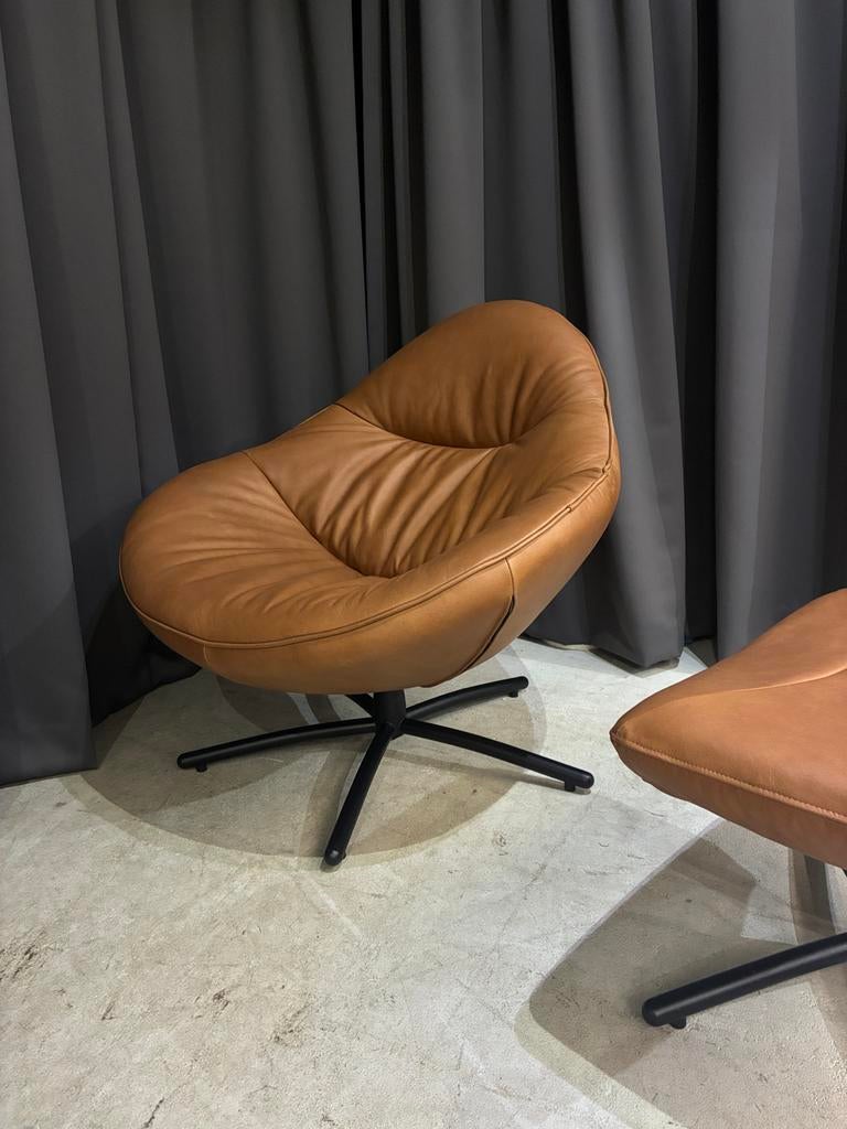 Label Hidde fauteuil - Nieuw Verve leer -, Ophalen, Bruin, ., Leer