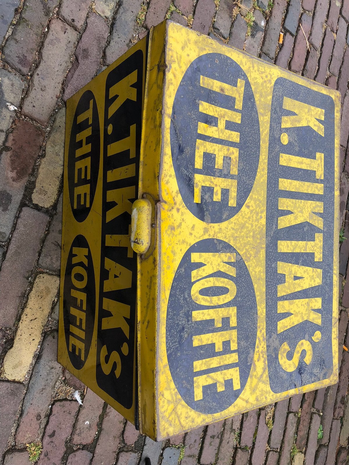 Te koop K.TikTak’s Koffie &Thee Vintage/Antiek voorraad blik, Ophalen of Verzenden, Zo goed als nieuw, Reclamebord