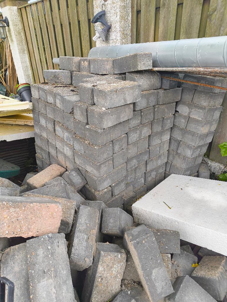 Betonklinkers ca 15m2, Tuin en Terras, Ophalen, Gebruikt, Klinkers, 10 m² of meer