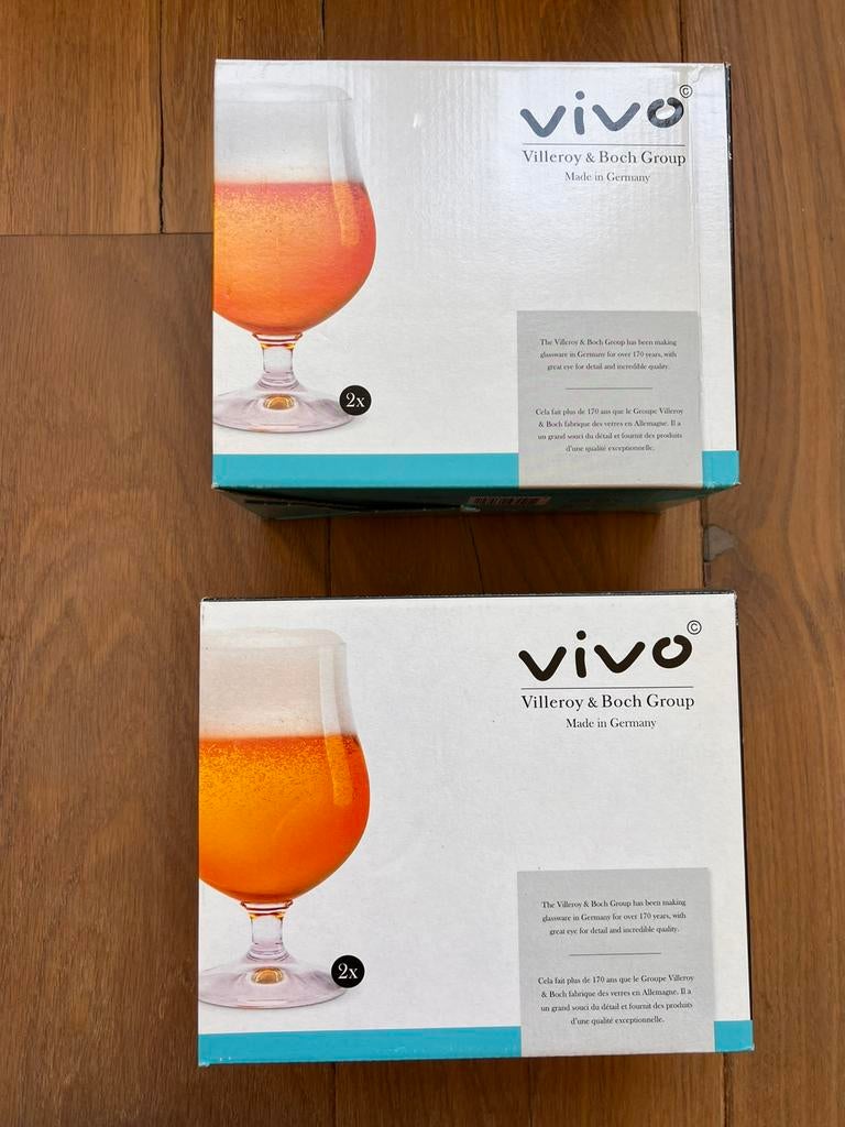Vivo Villeroy & Boch bierglazen (2 sets), Glas of Glazen, Nieuw, Ophalen of Verzenden, Glas