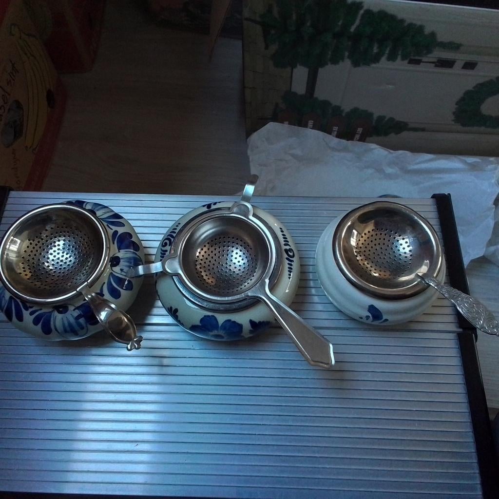 Delfts blauw theezeefjes, Ophalen of Verzenden, Zo goed als nieuw