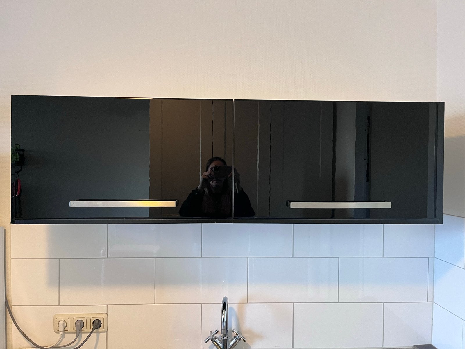 IKEA Keukenbovenkastjes Zwart Hoogglans 142x41,2x37 cm, Ophalen, Gebruikt, 100 tot 150 cm, Zwart
