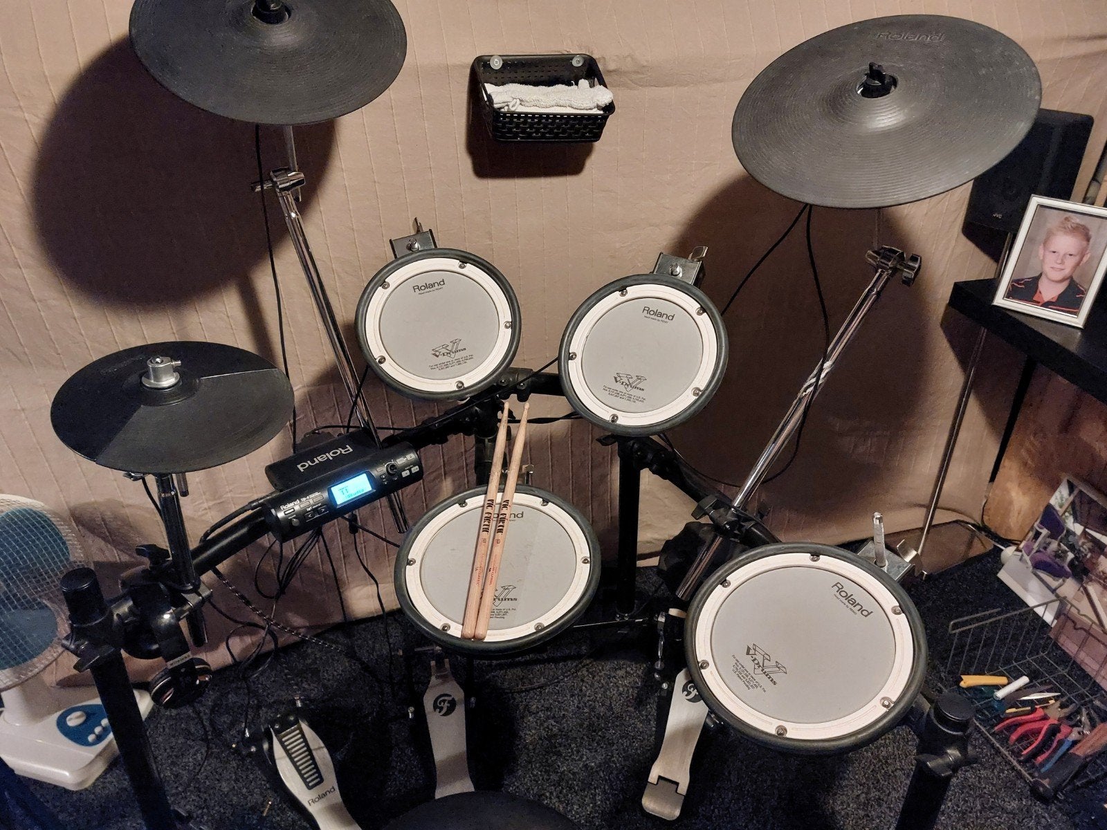Roland TD-4 Elektrisch Drumstel met Monitor en Dubbel Pedaal, Muziek en Instrumenten, Ophalen, Gebruikt, Roland, Elektronisch