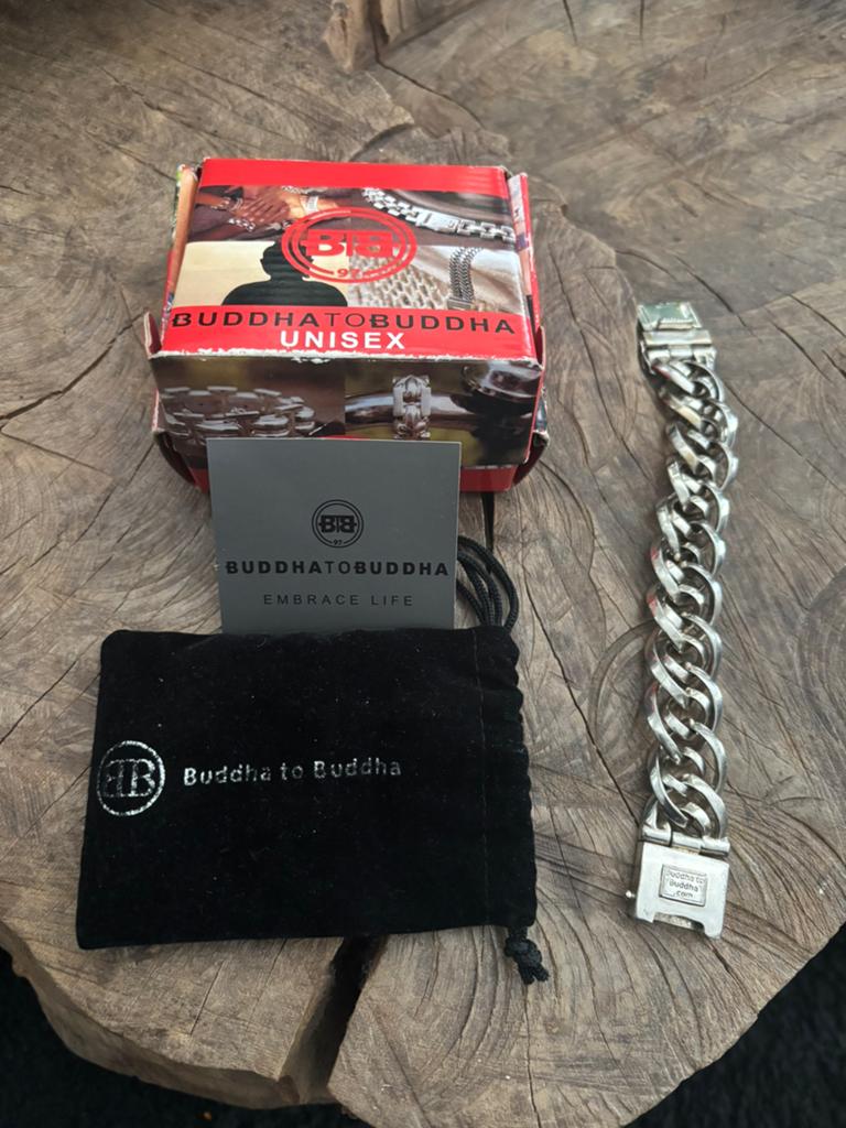 !!! Buddha to buddha armband 22cm bij 2,5cm breed verzilverd, Ophalen of Verzenden, Zo goed als nieuw, Zilver