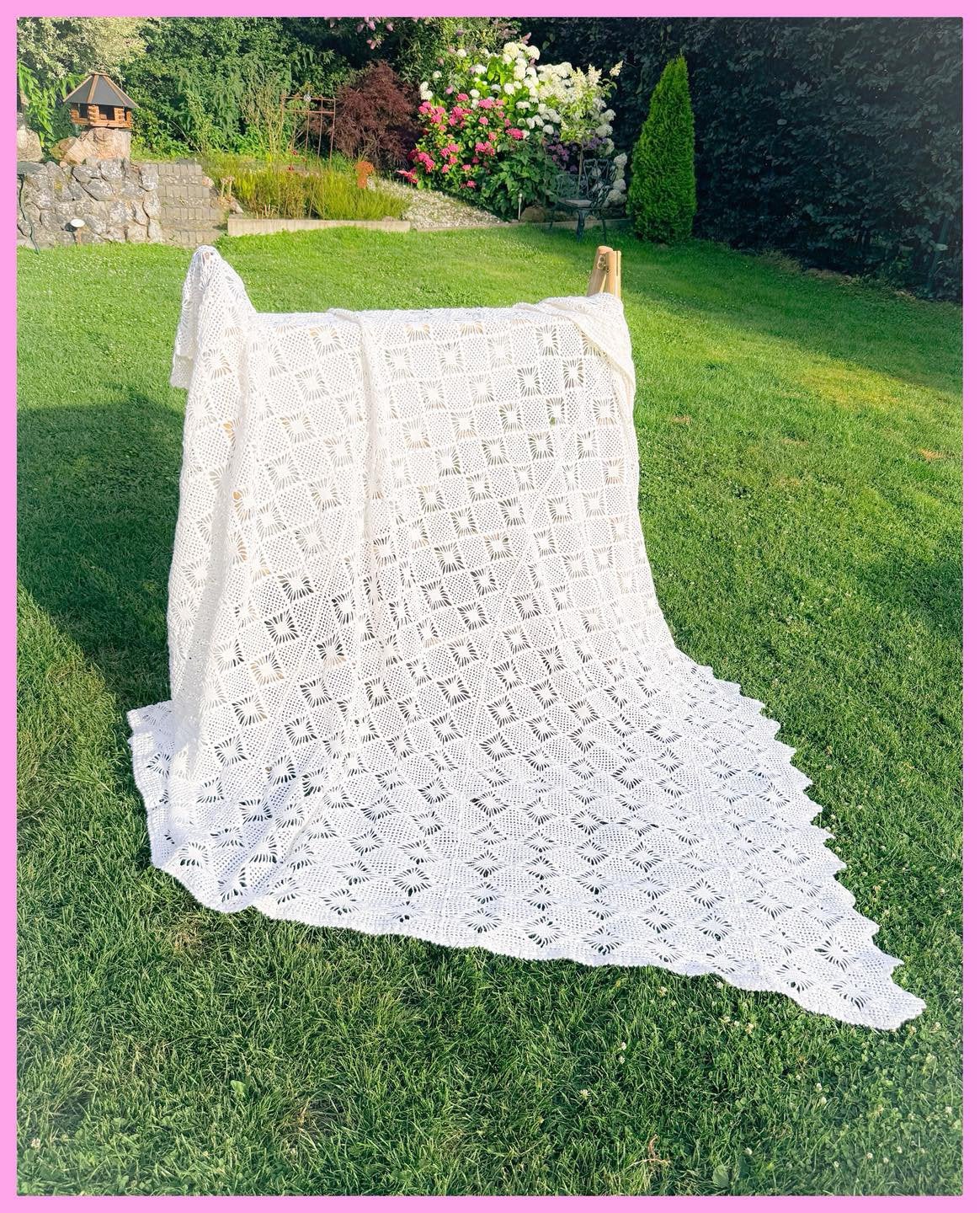 Brocante gehaakte sprei deken, Antiek en Kunst, Ophalen of Verzenden